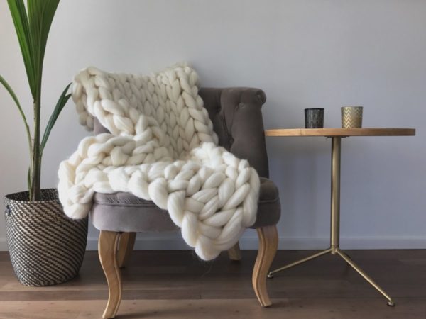 Hand knitted super chunky merino blanket ComfyWool