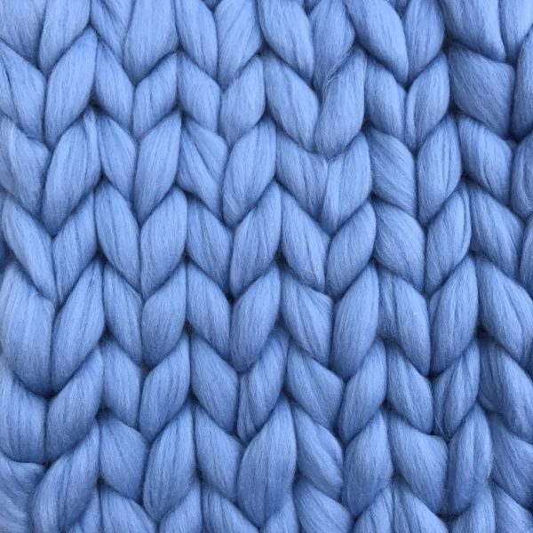 Couverture tricotée laine merinos bleu ComfyWool