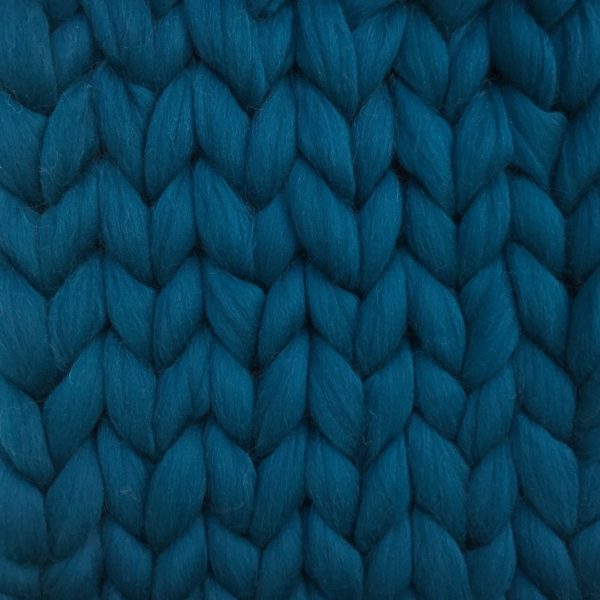 Couverture tricotée laine merinos petrol ComfyWool