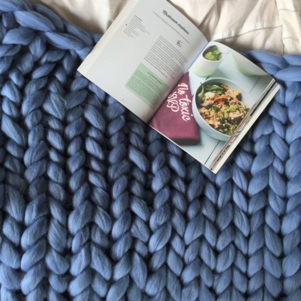 SuperChunk Merino sky blue square blanket comfywool