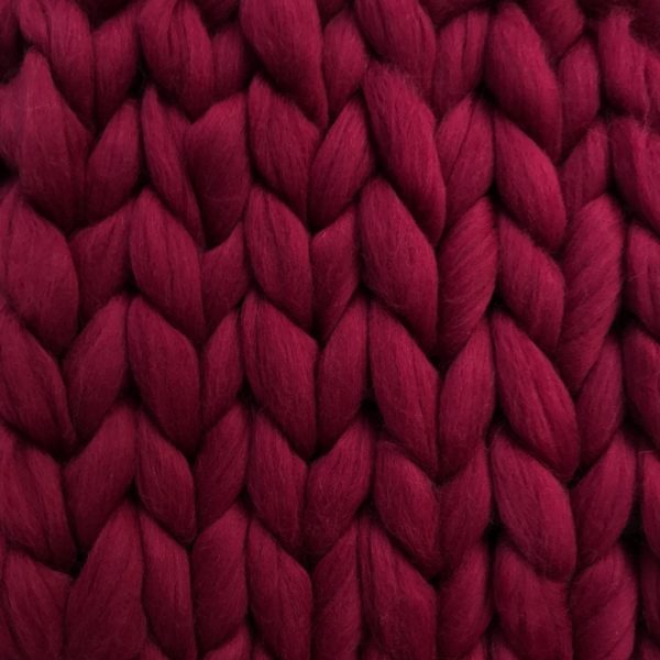 Couverture tricotée laine merinos bordeaux ComfyWool